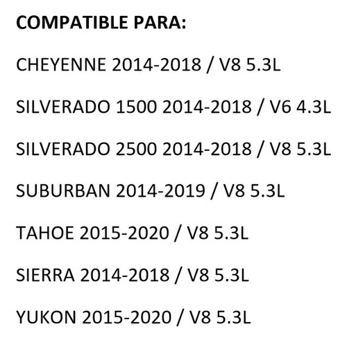 8x Inyector Gasolina 6.2l V8 Cheyenne High Country 2014-2018