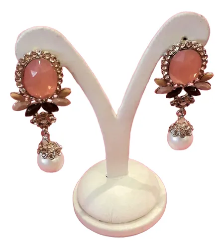 comprar Aro Colgante Base Dorada Con  Strass, Piedras Y Perla!!