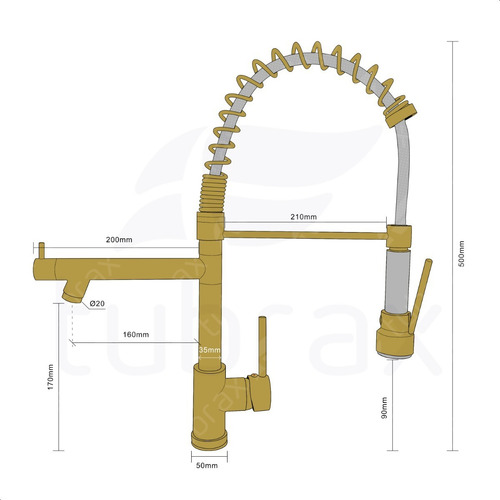 Torneira Cozinha Gourmet Monocomando Dourada Gold