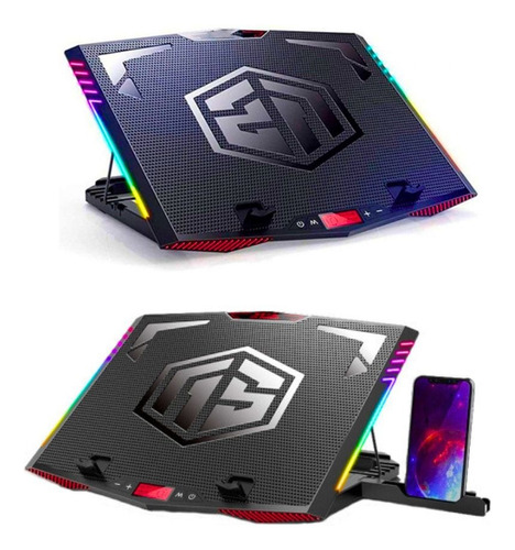 Cooler Laptop Gamer Rgb Cybercool 6 Niveles Con Base Celular