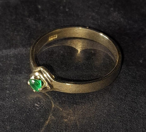 Anillo Talla 6-7 Oro 10 K Diamante Verde