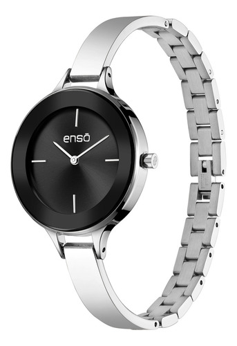 Reloj De Pulsera Enso Para Dama Ew1061l1 Acero Correa Plateado