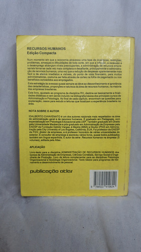 Livro Recursos Humanos - Edição Compacta - Idalberto Chiavenato - Editora Atlas (Usado)