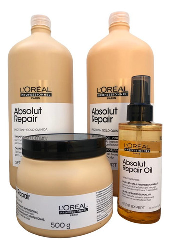 Kit Loreal Absolut Repair Gold Quinoa Sh Cd.1,5l Masca 500g