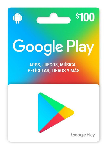 Imagen 1 de 1 de Tarjeta Google Play 100 Pesos