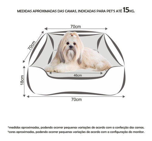Cama P/ Cachorro Gato Tam 70x70 + Jogo Americano Pet 33x50