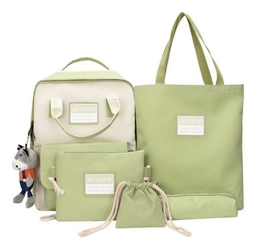 A 1 Set 5 Mochila Bolsas Escolar Estudiante Lapicera Tote Lona