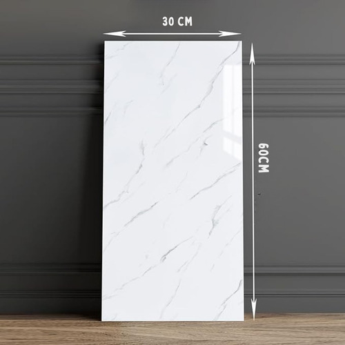 Kit 20 Placas Adesiva Mármore 3d Auto Colante Parede 60x30 Cor Branco