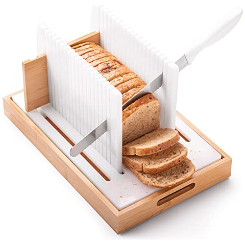 Bread Slicer For Homemade Bread With Long & Crumb Tray,...