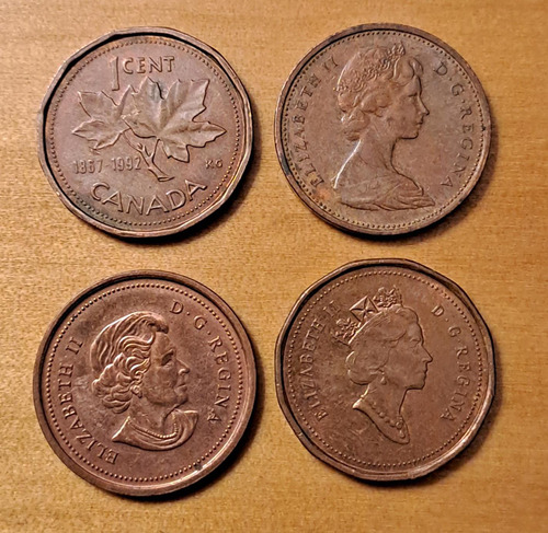 Canadá X 4 Monedas 1 Centavo Incluye 1 Centavo 1867 - 1992. (Usado)