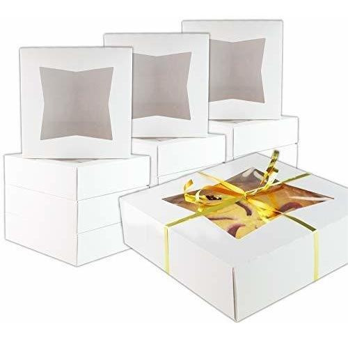 Caja Pie Duradera Con Ventana, 10x10x2.5 Pulgadas, Perfecta 