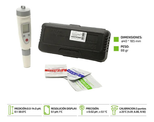 Imagen 2 de 10 de Kit Medidores De Ph Phmetro Y Medidores Temperatura Digital