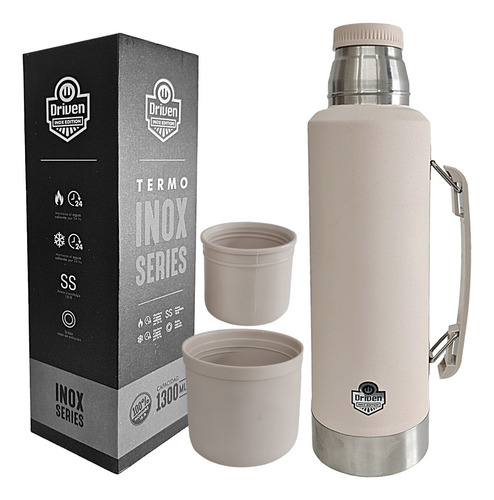 Termo De Acero Inoxidable 1.3l Con Manija Arena Driven Color Beige