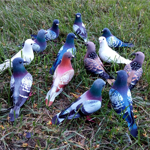 Pombas Realistas Penas Artesanato Artificial Animais Jardim