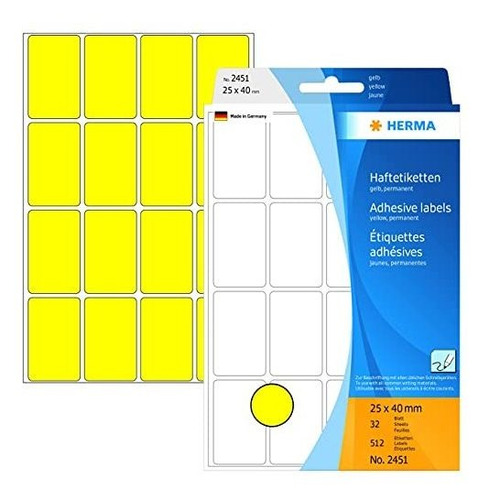 Etiqueta - 2451 Multi-purpose Labels 25x40 Mm Yellow Paper M