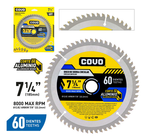 Disco De Corte De Aluminio 7 14 60 Dientes Covo