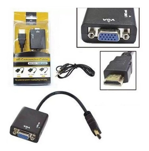 Kit 100 Uni Cabo Conversor Adaptador Hdmi Para Vga - Atacado