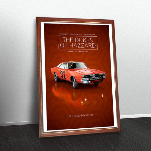 Los Duques De Hazzard - General Lee Dodge Poster Enmarcado
