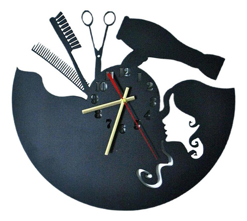 Reloj De Pared For Peluquería, , Negro, Silencioso, Sin