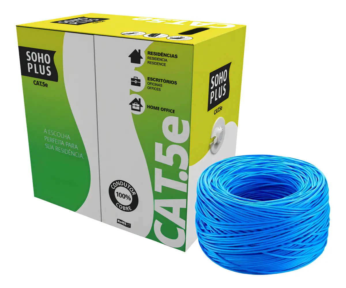 Caixa De Cabo Rede Furukawa Soho Plus Cat5e 305 Metros 4 Par