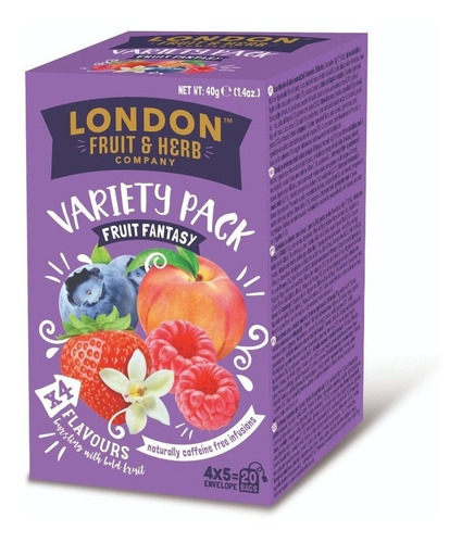 London Fruit & Herb Té Fruit Fantasy Variety Pack, 20 Sobres