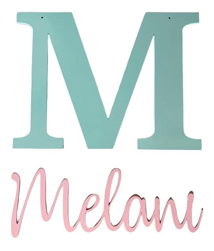 Letrero Mdf De Inicial Con Nombre Personalizado Pintado