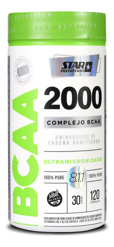 Bcaa 2000 X 120 Caps Star Nutrition Aminoácidos Ramificados Sin sabor