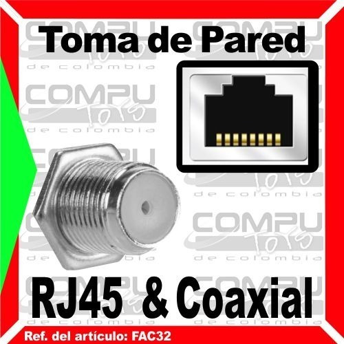Imagen 5 de 6 de Rj-45 Cat5e+ 1coaxial Toma De Pared Ref: Fac32 Computoys Sas