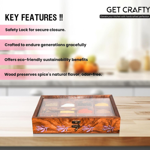 Caja De Especias De Madera Para Cocina Con Cuchara 12 Comp