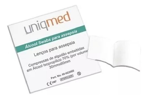 Imagem 2 de 2 de Lenço Compressa Para Assepsia Álcool Swabs 70% Uniqmed