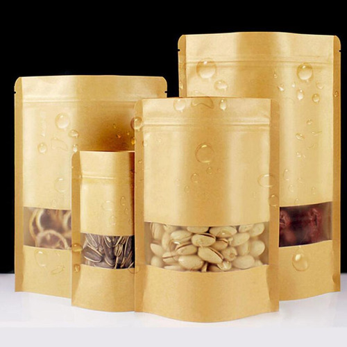 2 X 50 Piezas Bolsas Kraft Resellables Con Ventana 10x15 +