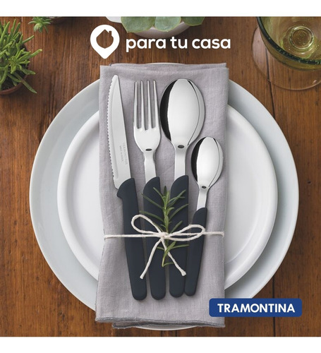Imagen 4 de 10 de Cubiertos Tramontina Juego 24 Pzas Cocina Carmel Set Colores