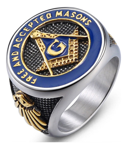 Anillos De Acero Inoxidable Para Hombre Mason Freemasonry M,