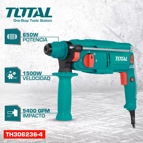 Imagen 4 de 6 de Rotomartillo electroneumático Total TH306236-4 turquesa frecuencia de 50Hz/60Hz con 650W de potencia 220V-240V