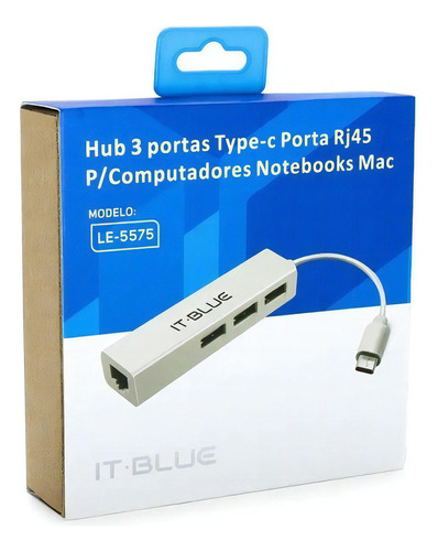 Adaptador Tipo-c Hub 3 Portas Usb + Rj45 It-blue Le-5575