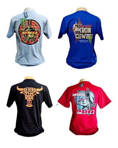 Camiseta Masculina Pbr Rodeio Kit Com 4 