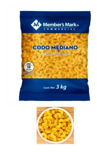 Pasta Member's Mark Codo Mediano 3 Kg