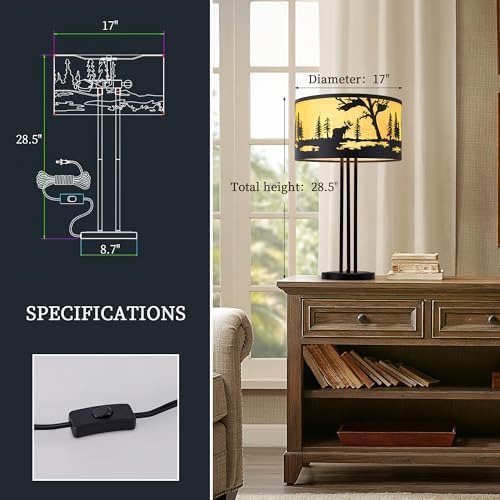 Lámparas De Mesa Negras De Granja, 4 Luces Con Pantalla De T
