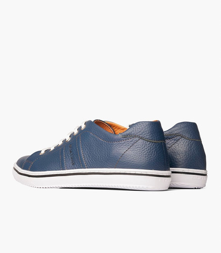 Imagen 3 de 5 de Zapatillas Boating Vintage Azul De Cuero Para Hombre