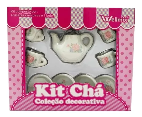 Mini Jogo Chá Porcelana Completo Decoração Brinquedo Enfeite em
