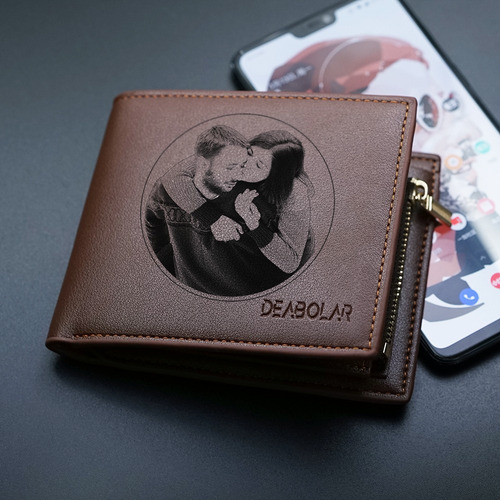 Z Carteira De Couro Pu Personalizada Com Foto Masculina,