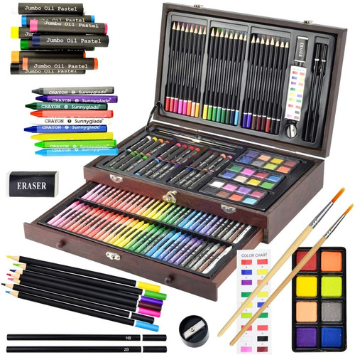 Imagen 1 de 6 de Kit De Artística Dibujo Profesional Colores Crayolas Arte