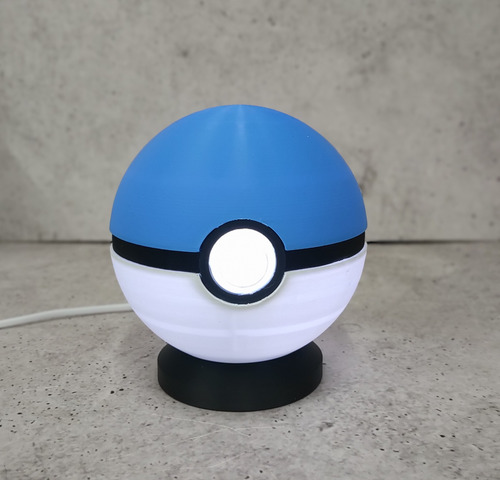 Lámpara 3d Pokebola Led Pokémon Pikachu Azul Azul