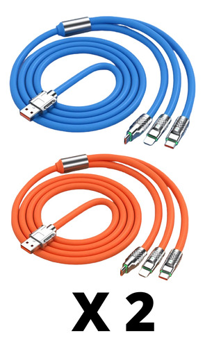 Cable De Carga Usb Tipo C 120w Triple Goma 3 En 1