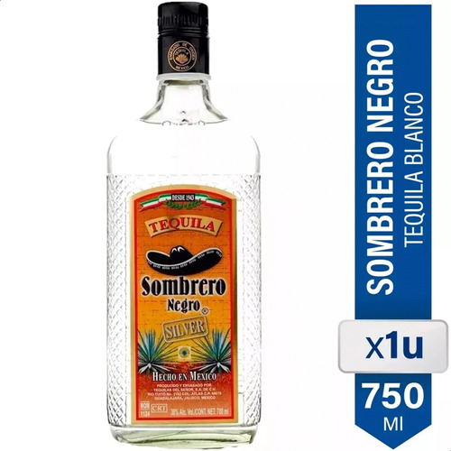 Tequila Sombrero Negro Blanco 750ml Origen Mexico