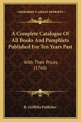 Libro A Complete Catalogue Of All Books And Pamphlets Pub...