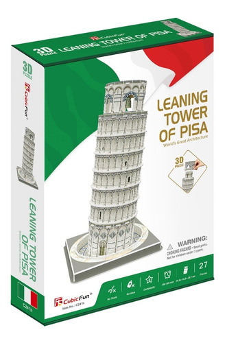 Quebra Cabeça 3d Torre De Pisa Puzzle Com 27 Peças C241h