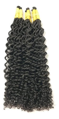 Cabelo Humano Cacheado A Vapor P/mega Hair 70 A 75cm 300 Gr Cor Castanho