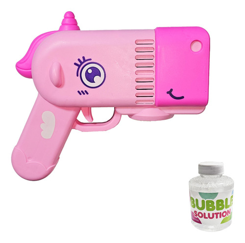 Pistola Burbujas Unicornio Pony Automática Juguete + Liquido