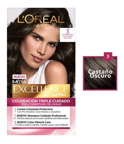 Tinta Loreal Excellence 3.0 Color Castaño Oscuro